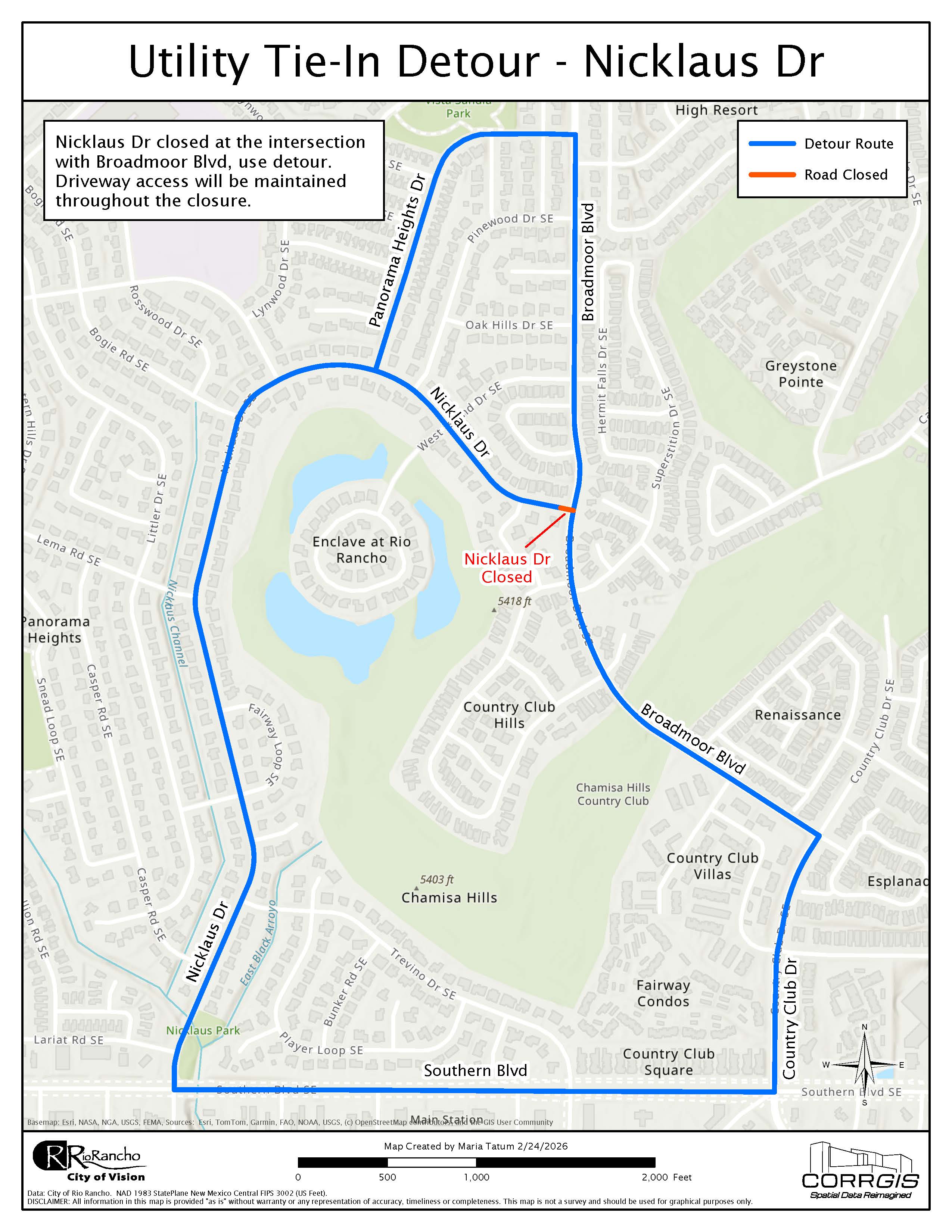 Utility Tie-In Detour - Nicklaus Closure