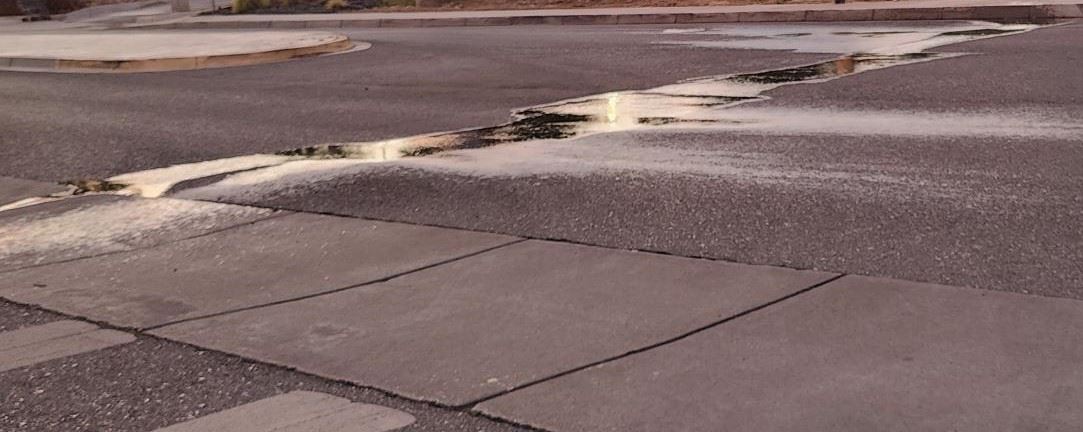 standing water in the middle of a road